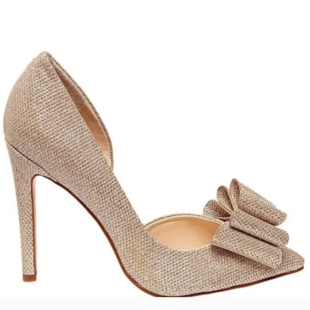 Gold Glam Betsey Johnson Bow Heels Size 10